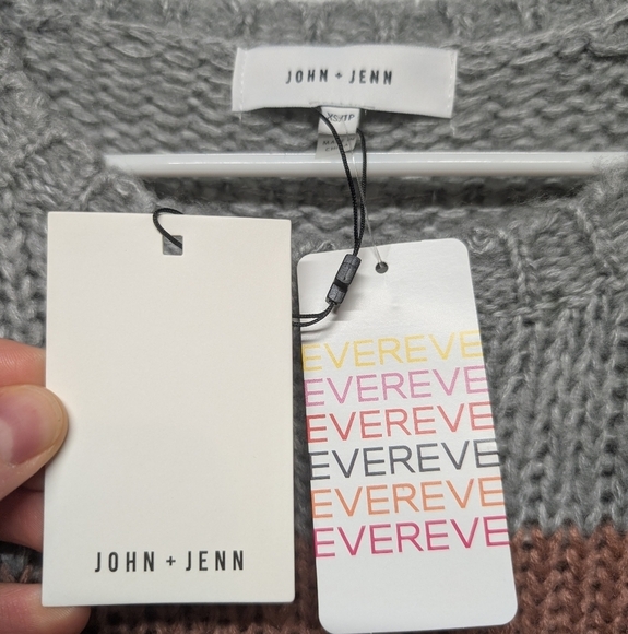 JOHN + JENN (XS) Keeley Colorful Multi Stripe Crew Oversize Sweater Evereve NWT - Picture 4 of 8